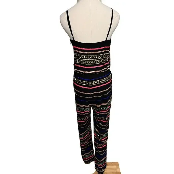 Mara Hoffman Sequin Striped Georgette Spaghetti Strap Jumpsuit black size XS - Picture 10 of 13